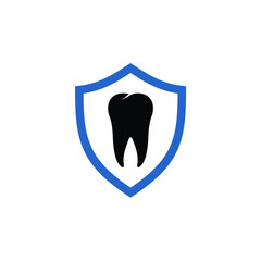 tooth with blue shield dental care logo design 