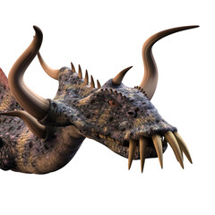 Fototapeta premium 3d-illustration of an isolated giant fantasy creature dragon with horns