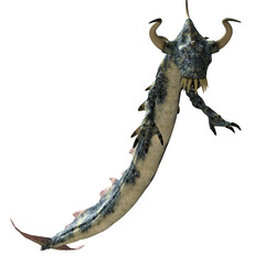 Obraz premium 3d-illustration of an isolated giant fantasy creature dragon with horns