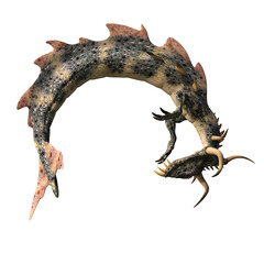 3d-illustration of an isolated giant fantasy creature dragon with horns