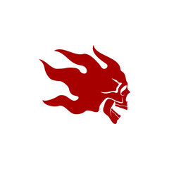 flaming  skull skeleton human with fire flame logo design