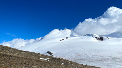 Amazing view of Mount Kazbek from the assault camp, from the side of Russia. Amazing landscapes of...