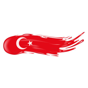 vector graphics. The flag of Turkey in the form of a brush stroke with splashes of paint. isolated on a white background