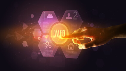 Hand touching digital button concept