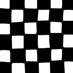 Abstract doodle background. Vector hand drawn checkers pattern with doodle squares. Black and white. Graphic design element for web sites, fabric, cards, scrapbooking, appare, accessories, home decor