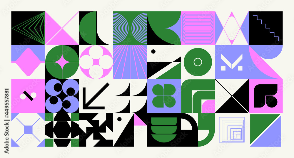 Fototapete Generative Design Artwork of Abstract Vector Generated Shapes Composition