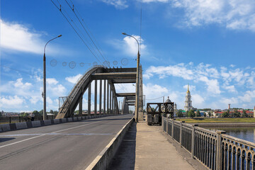Automobile bridge over the Volga River in the city of Rybinsk