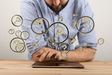 colored question marks background concept. 3D Rendering.