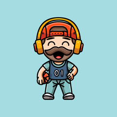 Fototapeta premium cute basketball player for character, icon, logo, sticker and illustration.