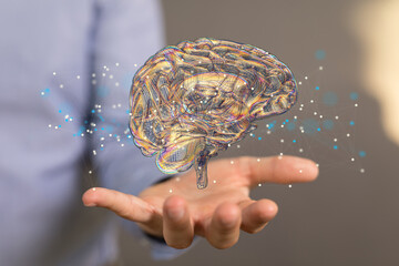 Brain. Digital brain. 3D Science and Technology concept. Neural network. IQ testing, artificial © vegefox.com