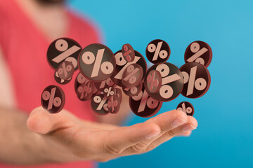 Percent sign 3d symbol modern in hand