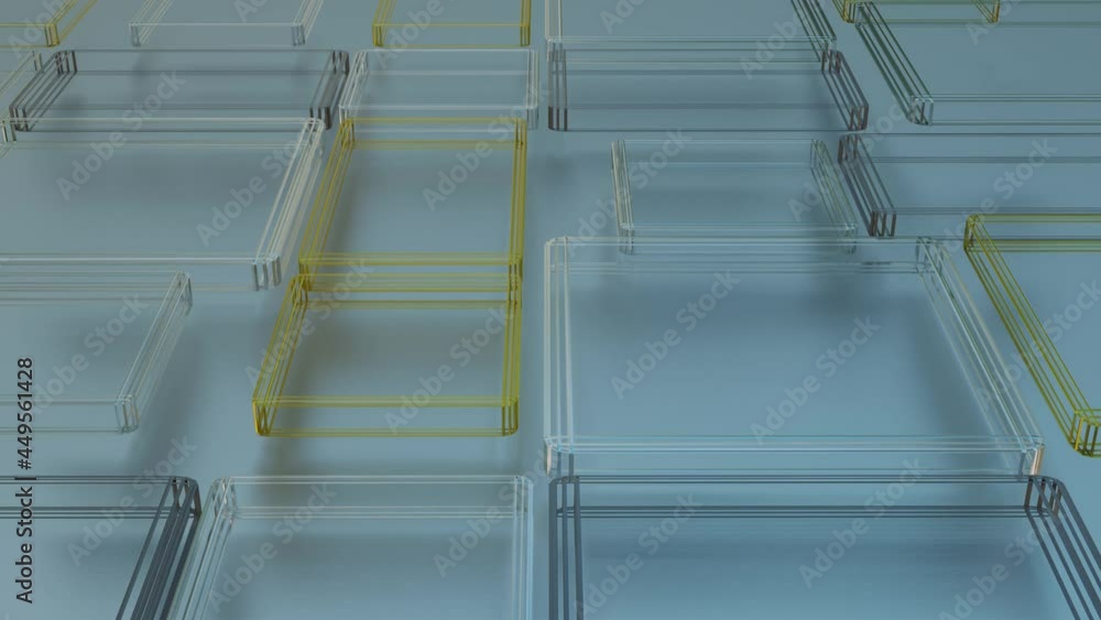 Poster the silvery gold and black rectangular frames expand and contract. looped abstract animation. 3d ren