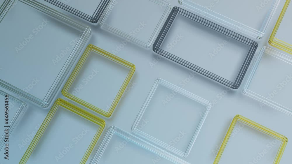 Poster the silvery gold and black rectangular frames expand and contract. looped abstract animation. 3d ren