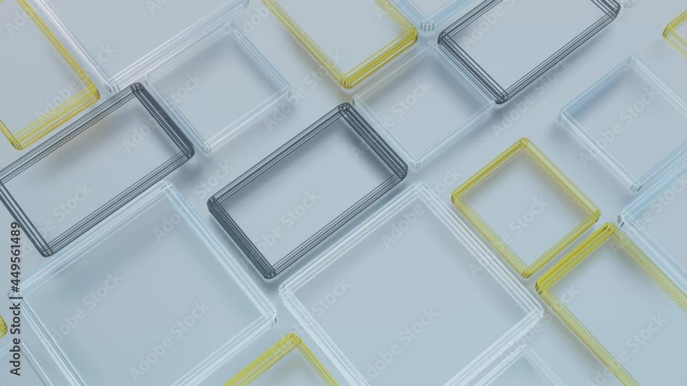 Poster the silvery gold and black rectangular frames expand and contract. looped abstract animation. 3d ren