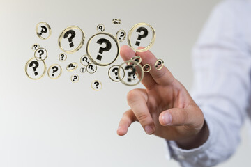 solving problem with digital question marks 3D rendering