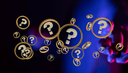 Question mark and concept of science and technology.