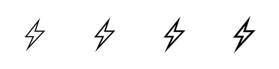 Conjunto de icono de rayo. Concepto de electricidad. Ilustración vectorial estilo línea negro