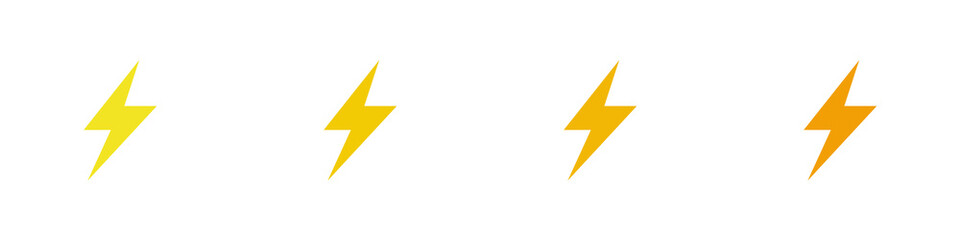 Fototapeta premium Conjunto de icono de rayo amarillo. Concepto de electricidad. Ilustración vectorial