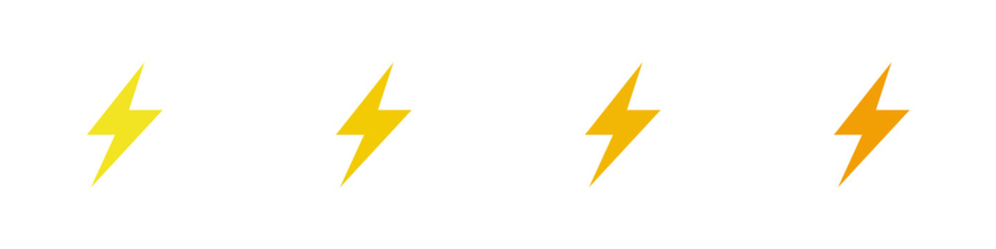 Conjunto de icono de rayo amarillo. Concepto de electricidad. Ilustraci&oacute;n vectorial