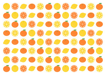 みかん・レモン模様の背景イラスト