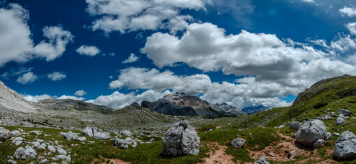 Fototapeta na wymiar Trekking in the majestic Dolomiti of Alto Adige