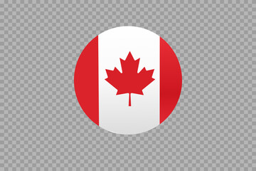 Canada flag in circle shape isolated  on png or transparent  background,Symbol of Canada, template for banner,card,advertising, magazine,vector,top gold medal winner sport country