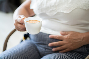 Coffee Stomach Ache. Digesting Acid Pain