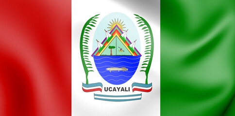 3D Flag of Ucayali en Atlas, Peru. 3D Illustration.