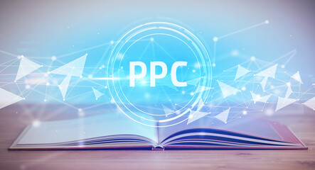 Open book with abbreviation concept