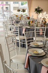 A wedding tabels. with plates and silverware