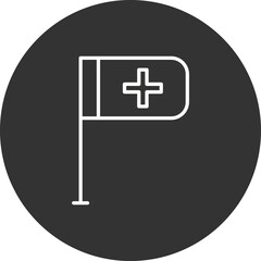 Flag Line Circle Inverted Vector Icon Design