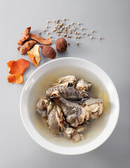 Delicious black chicken medicated soup
