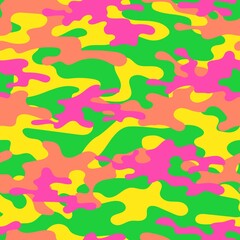 green pink Camouflage texture seamless pattern with grid. Abstract modern endless military bacnground for fabric and fashion textile print. Vector illustration.