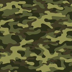 Fototapeta premium Camouflage texture seamless pattern with grid. Abstract modern endless military green bacnground for fabric and fashion textile print. Vector illustration.