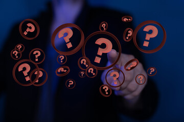 colored question marks background concept. 3D Rendering.