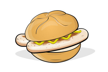 vektor illustration einer leckeren bratwurstsemmel 