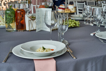 A wedding tabels. with plates and silverware