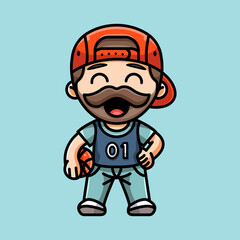 CUTE BASKETBALL PLAYER FOR CHARACTER, ICON, LOGO, STICKER AND ILLUSTRATION.