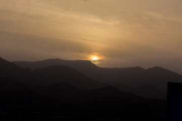 Fototapeta premium colorful sunrise on ibb mountains . beauty of sunrise 