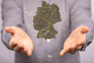 germany map digital in hand 3d