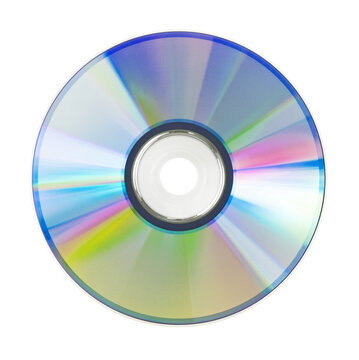 Multi-colored compact disc on white background