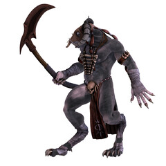 Fototapeta premium 3d-illustration of an isolated giant fantasy werewolf creature with horns