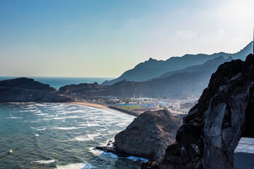 Beautiful landscape view from the top of Sira Fortress in Aden, Yemen. The fort is located on Sira...