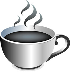 cup of hot black coffee isolated