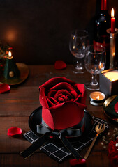 Delicious rose-shaped cake in the atmosphere of the desktop background