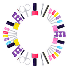 Modern illustration with logo nail salon. Digital technology background. Vector concept. Lifestyle concept.