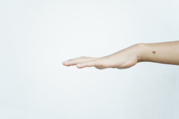 palm, fingers, hand isolated on white background 