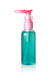 Pump bottle containing alcohol gel,With Clipping Path.