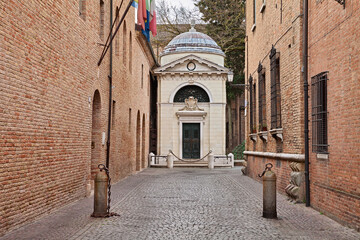 Ravenna, Emilia Romagna, Italy: the ancient tomb of Dante Alighieri, the famous Italian poet and...