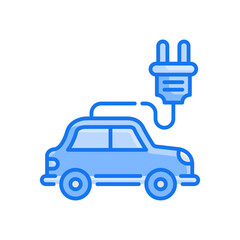 Battery car vector blue colours icon style illustration. EPS 10 file